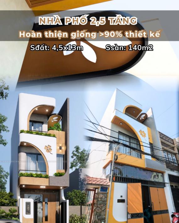 Thi công nhà 2,5 tầng tại Đà Nẵng - Thực tế giống bản vẽ trên 90%